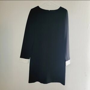 Theory Dress Sheath Womens Size 4 Black White Removable Cuffs Long Sleeve Office